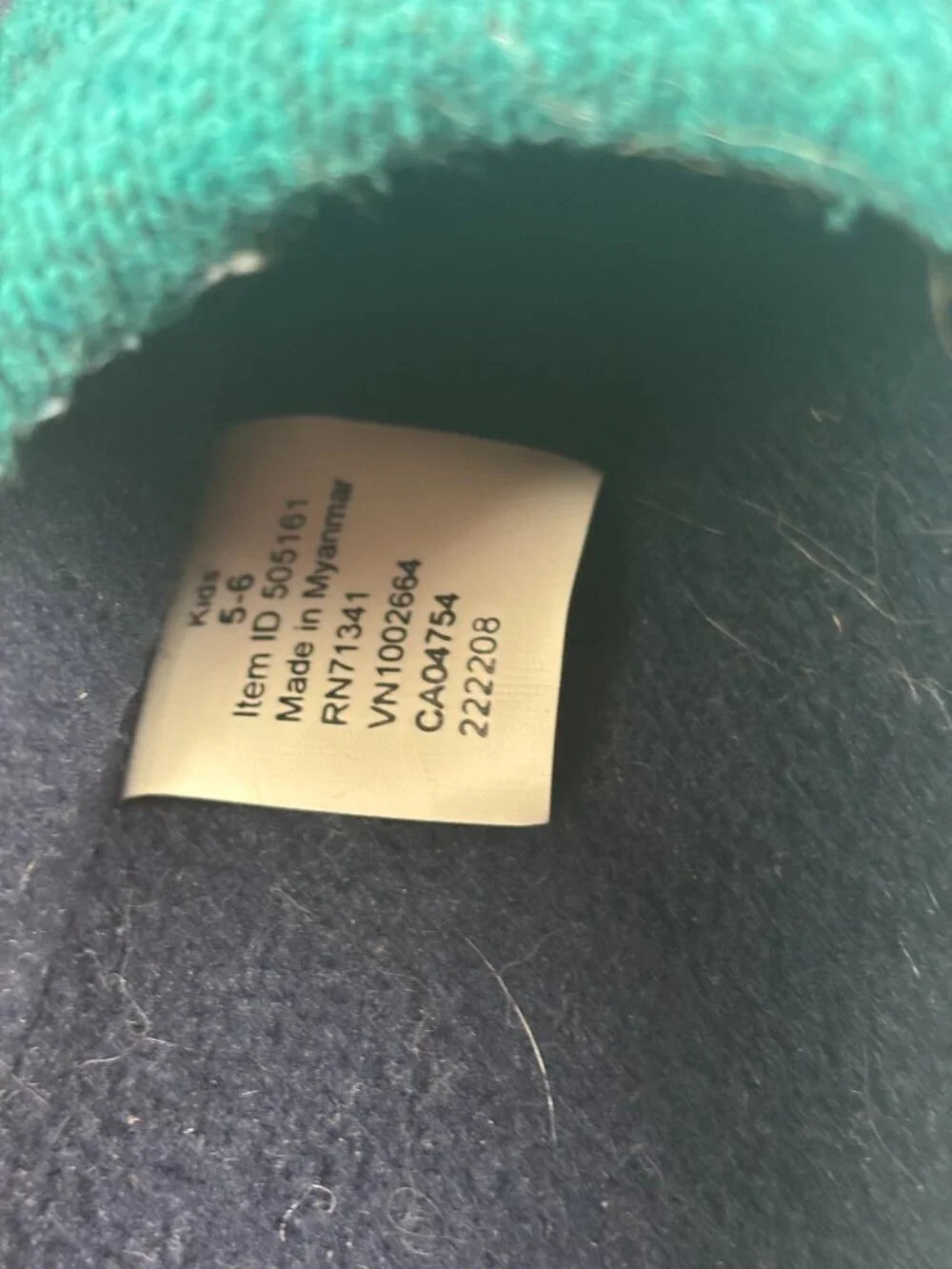 L.L. Bean Sweater Fleece Slippers Kids 5-6 Blue S'mores Motif Embroidered